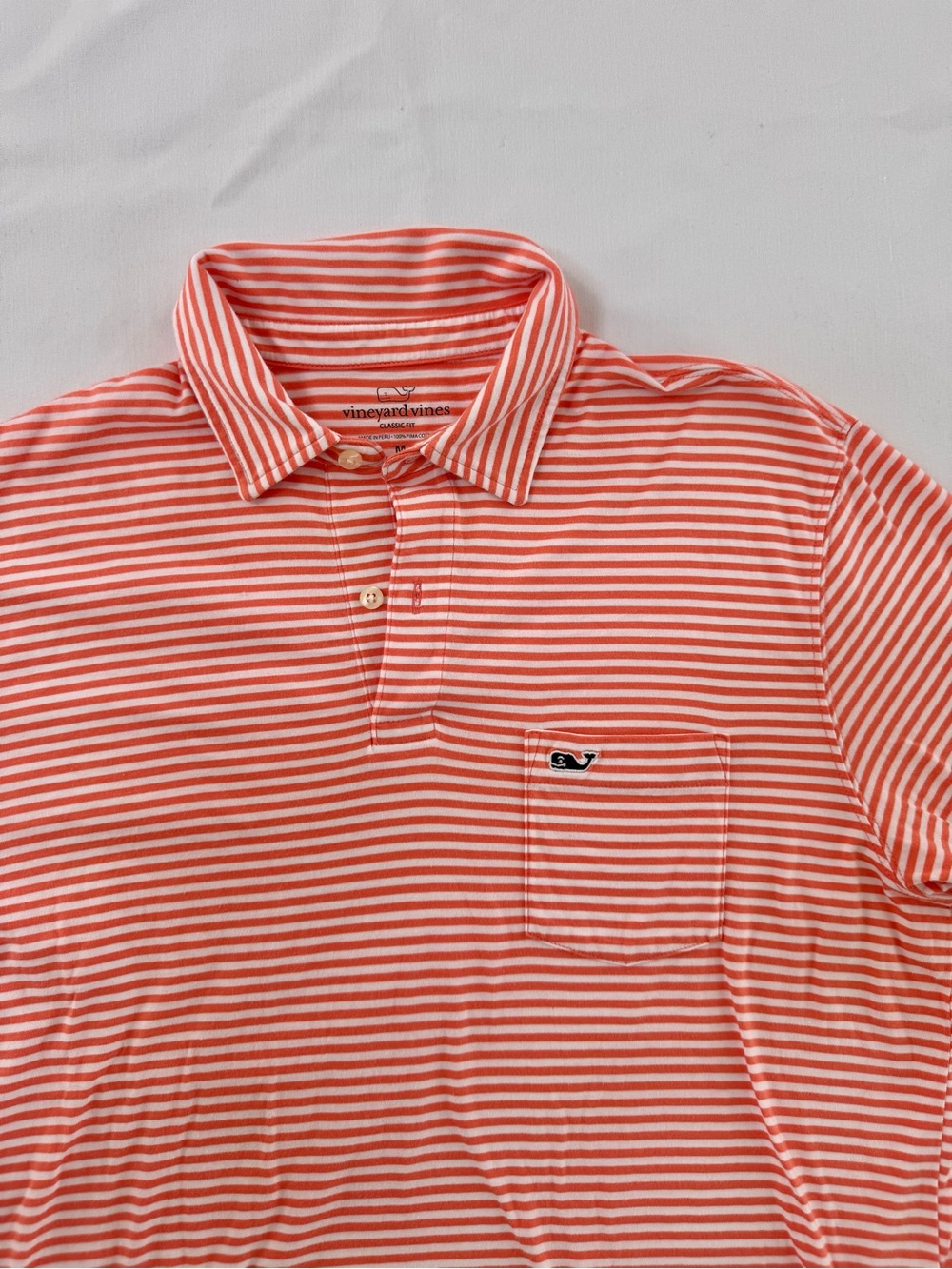 Vineyard Vines Orange & White Polo Men's Medium